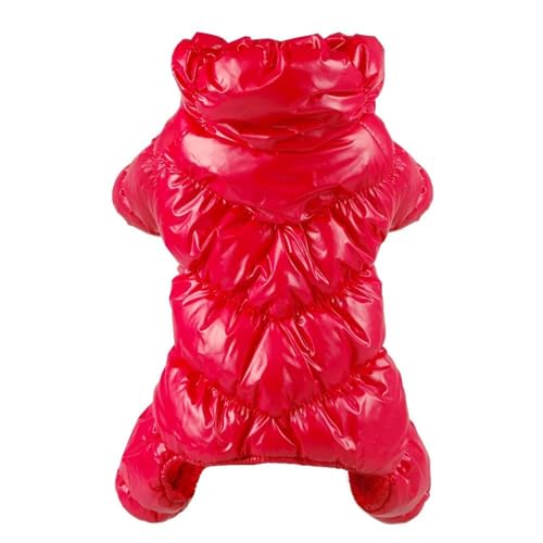 Winter Warmer Hundemantel Haustier Warme Hundejacke Kleidung Französische Bulldogge Mops Chihuahua Yorkshire Jacke Haustier Wasserdichter, Winddichter Mantel Jacke,Rot,S von JFERDX