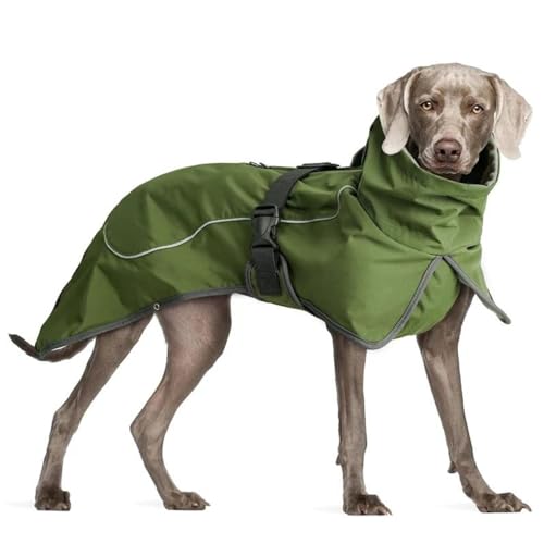 Winterwarme Hundejacke, Kleidung Für Den Außenbereich, Wasserdicht, Winddicht, Reflektierend, Hundejacke, Warme Haustierjacke, Mittelgroße Und Große Hunde-Labrador-Schäferhund-Jacke,Grün,2XL von JFERDX