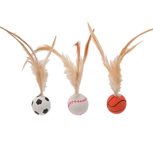 JHIALG 1 Stück / 3 Stück Huhn elastischer Ball Haustier Spielzeug Neuer interaktiver Ball Spielzeug Hüpfball mit Haustier Indoor Spiel Spielzeug Bälle Federn von JHIALG