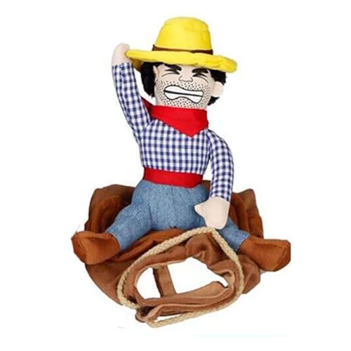 JHIALG Cowboy-Reiter-Hundekostüm für Hunde, Cowboy-Sattel, Hundekostüm, lustige Haustierkleidung, weicher Cowboy-Reiter-Stil, kreatives Hunde-/Katzenkostüm, Kleidung für Hunde von JHIALG