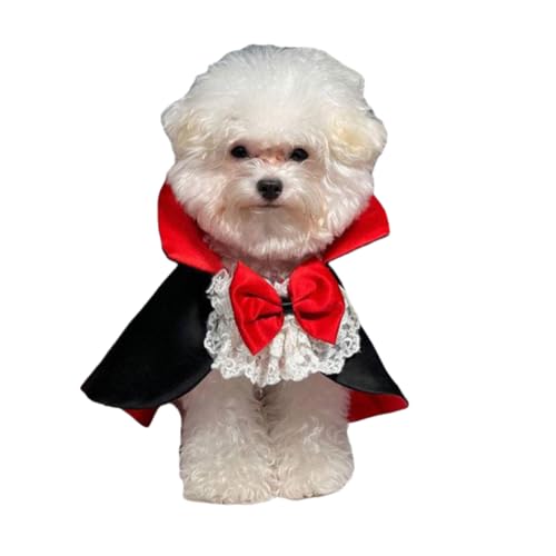 JHIALG Halloween-Vampir-Kostüm für Hunde und Katzen, Halloween-Kostüm, Urlaubs-Umhang, Kostüm-Outfit, Dekoration, Haube für kleine Katzen, Hunde für Halloween-Party-Dekorationen von JHIALG