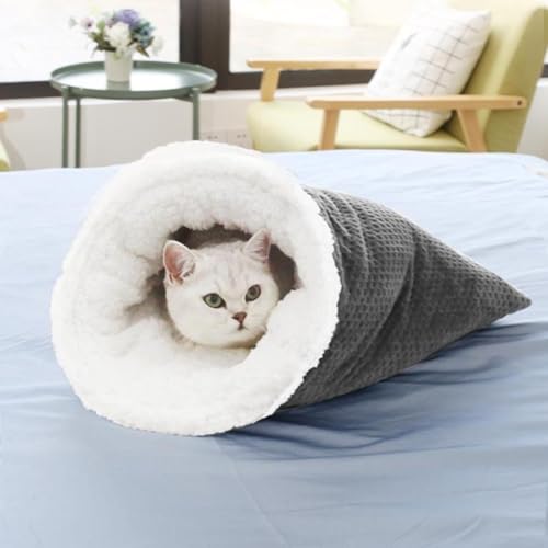 Katzen-Winterschlafsack, weicher Plüsch, großer Katzensack für den Winter, gemütliches Katzenbett, Höhle, gemütliches Katzenbett, Höhle, 360°-Wickelung, bequemer Haustier-Kuschelsack für Katzen bis zu von JHIALG