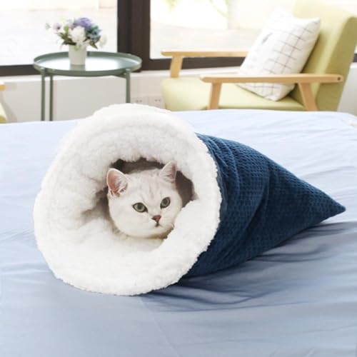 Katzen-Winterschlafsack, weicher Plüsch, großer Katzensack für den Winter, gemütliches Katzenbett, Höhle, gemütliches Katzenbett, Höhle, 360°-Wickelung, bequemer Haustier-Kuschelsack für Katzen bis zu von JHIALG