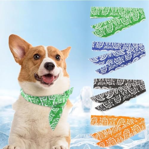 Kühlendes Hundehalstuch, kühlendes Halsband, kühlendes Haustier-Schal für heißen Sommer, Eisschal, verstellbare Seide und waschbares Halstuch, Lätzchen von JHIALG