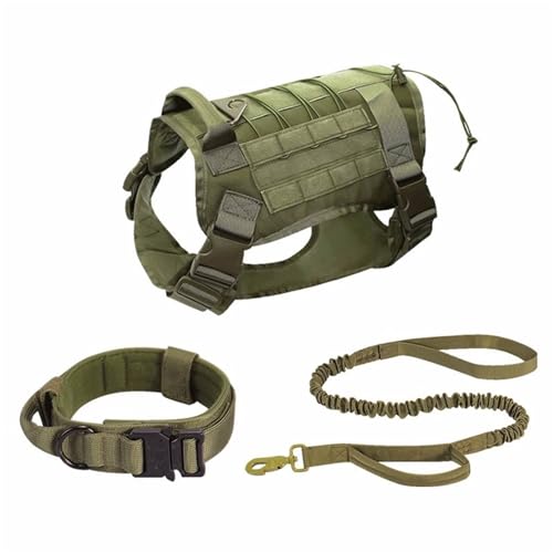 JHKZUDG Taktische Hundegeschirrweste Mit Griff,Atmungsaktives Haustierwestengeschirr,Verstellbare Reflektierende K9-Militärdienst-Haustiergeschirre,Für Das Walking-Wandertraining,Army Green,XL von JHKZUDG