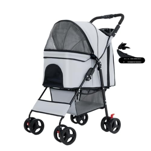 Hundewagen Haustier-Kinderwagen, Hunde-Kinderwagen, Faltbar, Einfache Installation, Zusammenklappbar, Praktisches Abendessen-Tablett, Hundewagen Pet Stroller(G) von JHMYOB