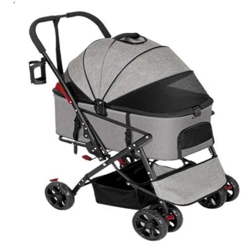 Hundewagen Haustier-Kinderwagen, Leichter, Faltbarer, Abnehmbarer, Tragbarer Hunde-Kinderwagen for Kleine Und Mittelgroße Hunde Und Katzen Pet Stroller von JHMYOB