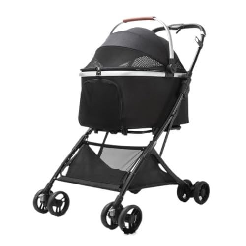 Hundewagen Haustier-Kinderwagen, One-Touch-Faltkorb, Trennungswagen, Katzen- Und Hunde-Kinderwagen, Haustier-Kinderwagen, Hundespaziergang Pet Stroller(Black) von JHMYOB