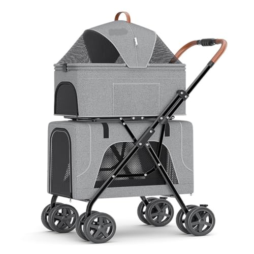 Hundewagen Haustier-Kinderwagen, vierrädriger, doppellagiger Haustier-Kinderwagen, Outdoor-Reise-Haustier-Kinderwagen, Leichter Haustier-Kinderwagen Pet Stroller(G) von JHMYOB