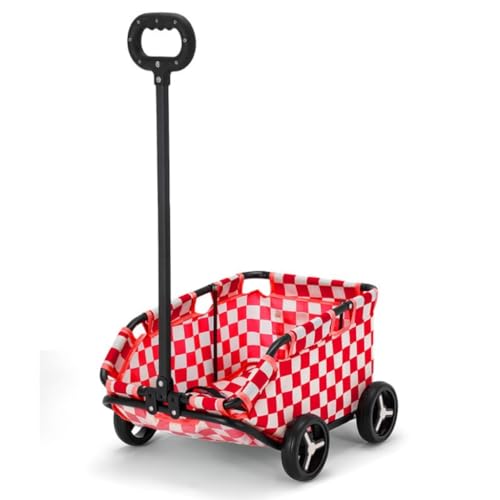 Hundewagen Haustier-Kinderwagen Geht for Transport, Kleiner Zugwagen, Welpenwagen, Hundewagen, Kleine, Leichte, Faltbare Katze Pet Stroller(Red) von JHMYOB