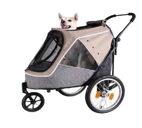 Hundewagen Hundekinderwagen und Fahrradanhänger. Haustierkinderwagen for mittelgroße und große Hunde. Zusammenklappbare Haustierkinderwagen for den Außenbereich Pet Stroller(Grigio) von JHMYOB