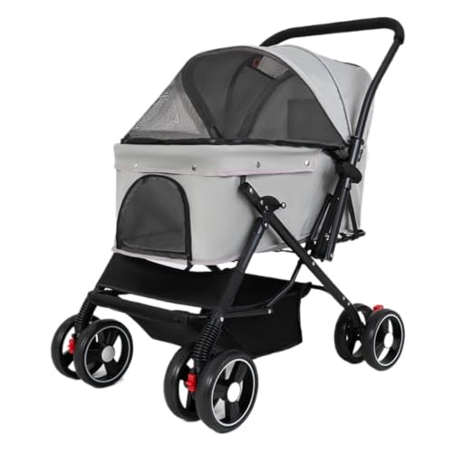 Hundewagen Reversibler Haustier-Kinderwagen for Hunde Und Katzen, Leichter, Faltbarer Outdoor-Haustier-Kinderwagen, Kleiner Hunde-Kinderwagen Pet Stroller(G) von JHMYOB