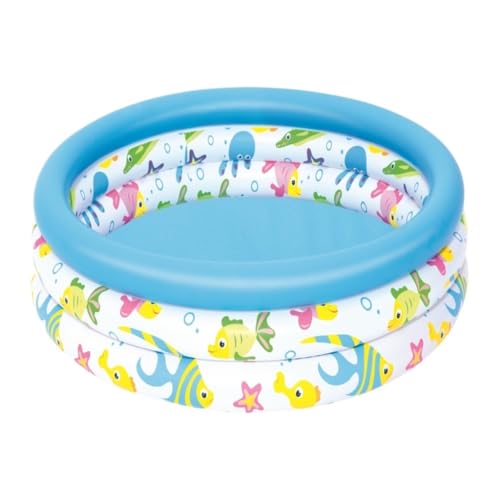 JHMYOB Aufblasbares Schwimmbad Bestway51008 Aufblasbares Schwimmbad, Rundes Planschbecken, Cartoon-Muster, Bedruckt, Babybadewanne Schwimmbad Kinder(122cm*25cm) von JHMYOB