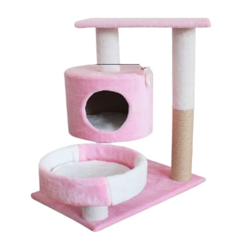 JHMYOB Katzen Kletterwand Katzen-Klettergerüst, Katzenregal, Holz, Kleines Nest, Klettergerüst, Matratze, Zubehör for Große Katzen, Rosa Säule, Warm Klettergerüst Für Katzen(Pink,B) von JHMYOB