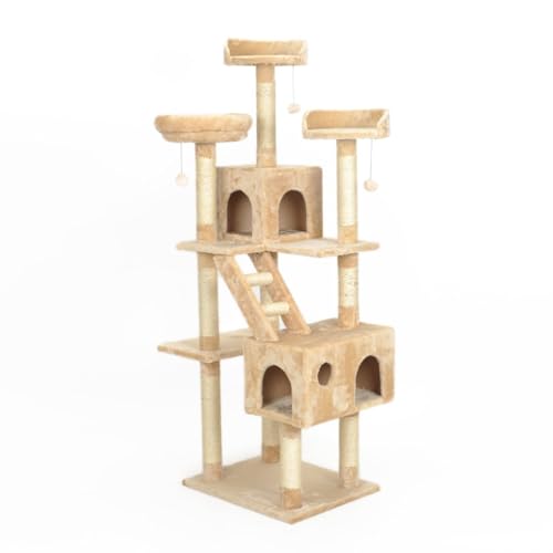 JHMYOB Katzen Kletterwand Katzenklettergerüst, Katzenbaum, Katzennest, Katzenkratzbaum, Tongtian-Säule, Katzenzubehör, großer Katzenständer Klettergerüst Für Katzen(Beige) von JHMYOB