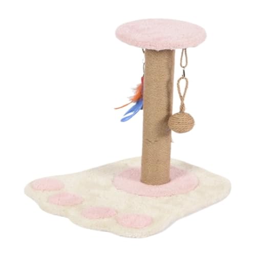 JHMYOB Katzen Kletterwand Lustiges Und Abwechslungsreiches Katzen-Klettergerüst, Krallenschleifer, Katzen-Stäbchen, Katzennest Aus Massivholz, Katzen-Plüschspielzeug Klettergerüst Für Katzen(Pink) von JHMYOB