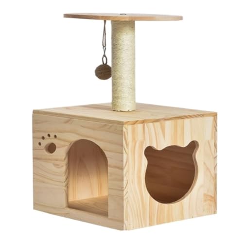 JHMYOB Katzen Kletterwand Lustiges Und Abwechslungsreiches Katzen-Klettergerüst, Krallenschleifer, Katzen-Stäbchen, Katzennest Aus Massivholz, Katzen-Plüschspielzeug Klettergerüst Für Katzen(E) von JHMYOB