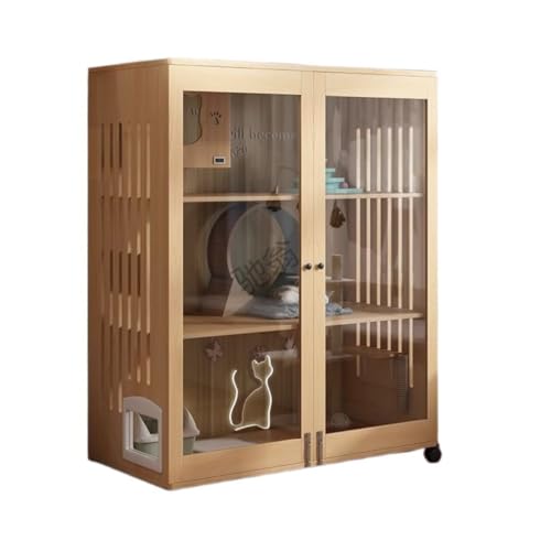 JHMYOB Katzenhaus Katze Villa Massivholz Katze Käfig Hause Innen Doppel-Schicht Katze Schrank Katze Zimmer Haustier Katze Nest Katze Katze käfig Hause Katzenhaus Indoor(120 * 60 * 150cm) von JHMYOB