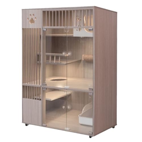 JHMYOB Katzenhaus Massivholz Katzenkäfig Villa Katzenkäfig Cattery Katzenhaus Haushalt Katzenvilla Indoor Katzenhaus Katzennest Schrank Katzenhaus Indoor(B,90-60-120cm) von JHMYOB