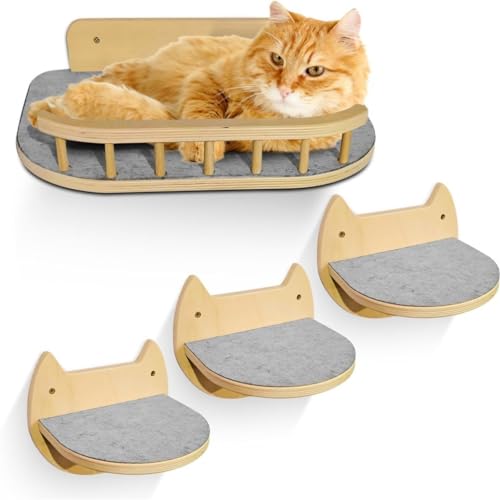 Katzen Kletterwand Massivholz-Katzen-Wand-Katzennest, Katzen-Klettergerüst, Wand-Sprungplattform, Leiter, Wand-Katzenmöbel Klettergerüst Für Katzen von JHMYOB