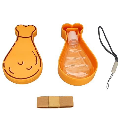 2-in-1-Hundewasserflasche, tragbarer, hühnerbeinförmiger Hundewasserspender mit Leckerlibehälter, auslaufsichere, multifunktionale Reise-Hundenäpfe für Haustiere, Outdoor, (orange) von JHS-TECH