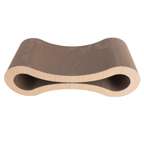 JHS-TECH Cat Scratcher Cardboard Lounge Bett, Reversible Katzen Kratz pfosten Starke solide Brettplatten verhindern Möbel Schäden für Katze (Light Wood Grain) von JHS-TECH