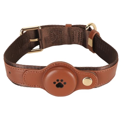 Dog Collar, Adjustable Soft and Comfortable Fabric Pet Dog Collar, Fashionable Minimalist Cute Dog Collar with Release Buckle for Training, Walking or Hunting(Not Included Locator) (Brown) von JHS-TECH