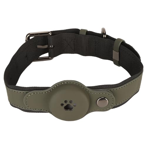 Dog Collar, Adjustable Soft and Comfortable Fabric Pet Dog Collar, Fashionable Minimalist Cute Dog Collar with Release Buckle for Training, Walking or Hunting(Not Included Locator) (Dark Green) von JHS-TECH