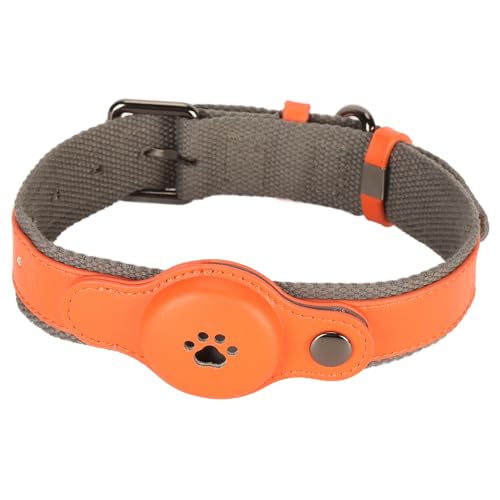 Dog Collar, Adjustable Soft and Comfortable Fabric Pet Dog Collar, Fashionable Minimalist Cute Dog Collar with Release Buckle for Training, Walking or Hunting(Not Included Locator) (Orange) von JHS-TECH