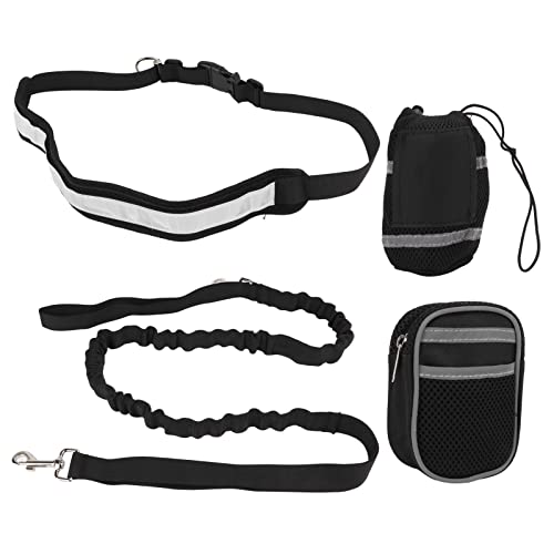 Hunde Beutel, verstellbare Hunde Trainings Tasche mit reflektieren dem Gürtel elastische Traktion Leine tragbare Hunde-Bauch Tasche für das Training, Jogging-Trekking-Laufen (Schwarz) von JHS-TECH