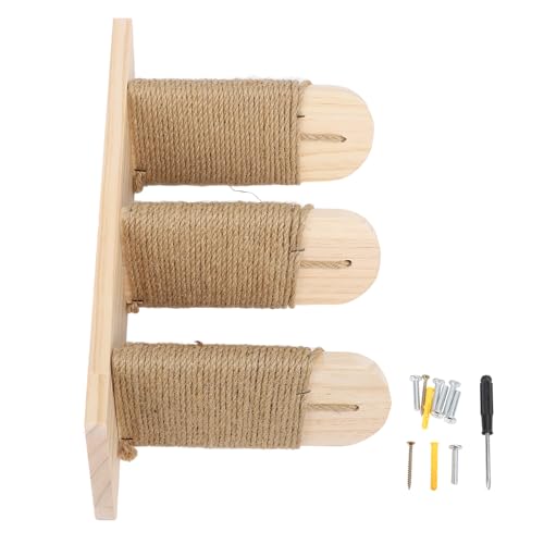 JHS-TECH Katze Wandregale, Katze kletternde Wand mit Jute kratzend Wand montierter hölzerner Kratzbaum für Hauskatzen Barsch Plattform spielend kletterndes Zubehör (3 Tier) von JHS-TECH