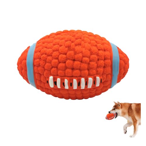 JHzood Latex Kautschuk Hund Quietschspielzeug, Kauen Fetch Throw Ball Hundeball, Interaktives Hundespielzeug, Rugby Pet Squeaky Spielzeug, Für Mittlere Kleine Haustiere Interaktives Spiel (Football) von JHzood