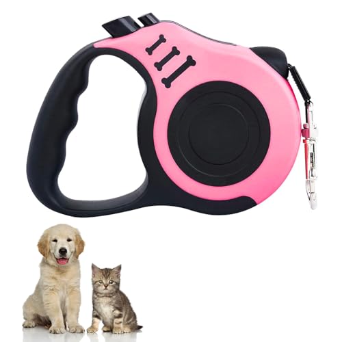 Hundeleine, 5 Meter Leine für Haustiere, Schwenkbare Verschlussschnalle, für Training und Spaziergänge, Geeignet für Kleine, Mittlere und Große Hunde, Rosa von JIAAXYC