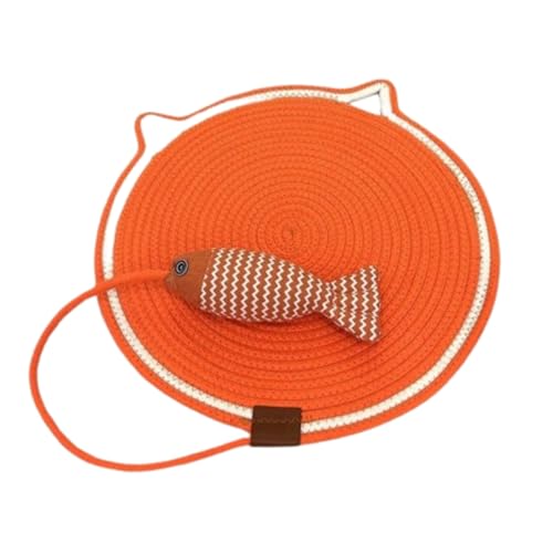 Dual Scratching Pad, Celery Pets Cat Scratcher Mat, Verschleißfeste Katze Kratzbrett mit Spielzeug Ball, Celery Pets Dual Scratching Pad, Rundes horizontales Kratzteppich Katze (L,Orange Farbe) von JIABAOZ