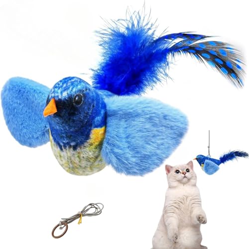 JIABAOZ Flapping Bird Cat Toys, Interactive Flying Bird Cat Toys for Indoor Cats, Flying Bird Cat Toy, Touch Activated Can Be Hung Interactive Cat Exercise Toys (Blue) von JIABAOZ