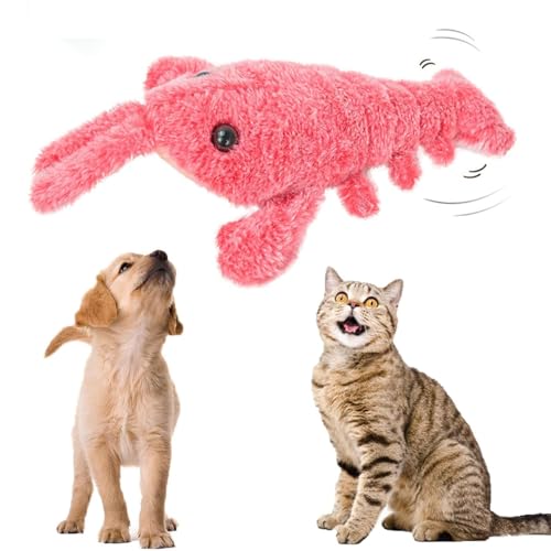 JIABAOZ Floppy Lobster Interactive Dog Toy, Wiggly Lobster Dog Toy for Boredom, Flopping Lobster Toys, Funny Interactive Dog Plush Dog Toy, for Cats and Small Dogs Toy (pink) von JIABAOZ