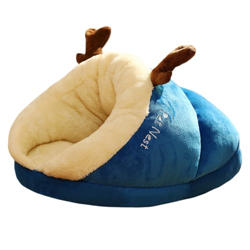 JIABAOZ Hundebett Mittelgroße und Kleine Hunde, Katzenbett Höhle Katzen Schlafsack, Katzen Kuschelsack Katzenhöhle, Katzen Kuschelhöhle, Halbgeschlossene Schlafmatte für Haustiere (Blue) von JIABAOZ