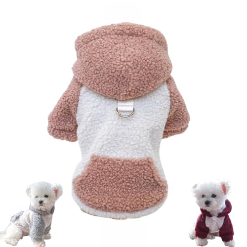 JIABAOZ Hundewintermäntel Hundejacken mit Kapuze Hundemantel Warmer Hoodie Fleece Welpenmantel Winddichte Wintermäntel für Kleine Hunde (L,Pink) von JIABAOZ