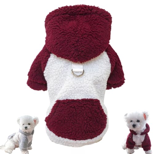 JIABAOZ Hundewintermäntel Hundejacken mit Kapuze Hundemantel Warmer Hoodie Fleece Welpenmantel Winddichte Wintermäntel für Kleine Hunde (L,Purple) von JIABAOZ