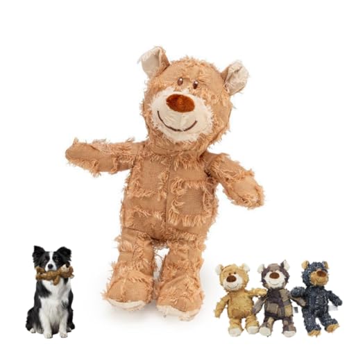 JIABAOZ Unzerstörbarer Robust Bear, Hunde Robust Bear - Hundespielzeug Bären, Hundespielzeug Unzerstörbar Bär, Hundespielzeug Quietschend Plüsch, Plüsch Kauspielzeug Für Hunde (B,M) von JIABAOZ