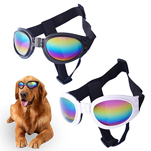 Hundebrille für Kleine Hunde Mittelgroßer Hund, Sonnenbrille für Hunde Winddichte Anti Beschlag für Kleine Bis Mittelgroße Katze(Schwarz Und Weiß) von JIABEIUS