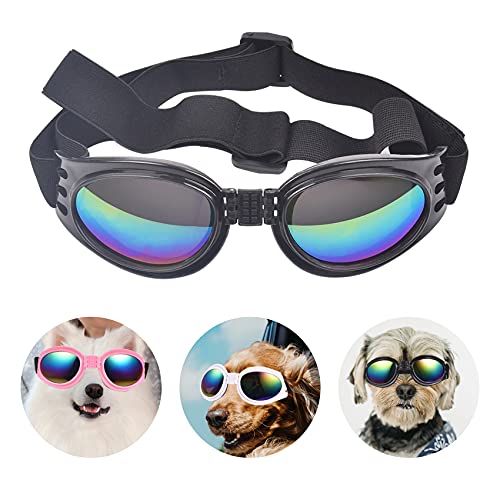 Jiayaus Hundebrille für Kleine Hunde Mittelgroßer Hund, Sonnenbrille Hund mit Verstellbarer Riemen, Hunde Sonnenbrille UV, Modischer Augenschutz Winddichte Regensichere von JIABEIUS