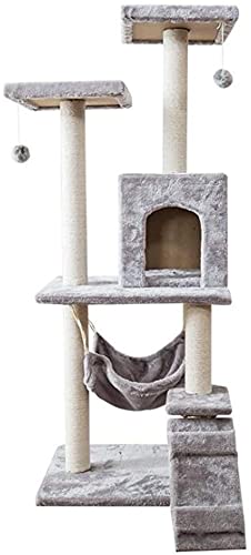 JIAChaoYi Kratzbaum, Pet Activity Center, Kletterturm mit Sisal-Kratzbaum, Katzenkratzbrett, 125×40×50cm, Grau von JIAChaoYi