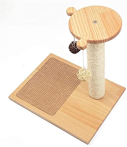 JIAChaoYi Massivholz Katzenklettergerüst, Haustierbett, Katzenkratzbrett, Rattan-Spielball, Sisalsäule, 40x40x30cm(Color:Bear) von JIAChaoYi