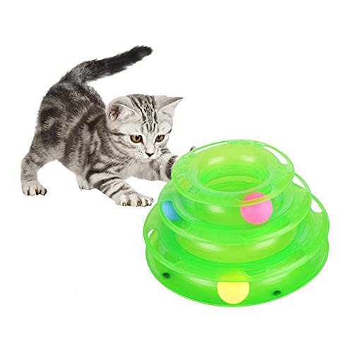 JIAHAO Drei Ebenen Haustier Katze Spielzeug Turm Tracks Disc Katze Intelligenz Amusement Triple Cat Toys Ball Training Amusement Plate (grün) von JIAHAO