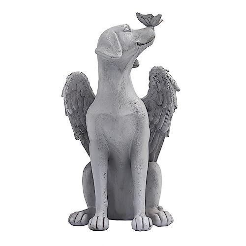 JIAHG Hund Engel Gedenkstatue,Haustier Denkmal Grab, Engel Hund Statue, Hundefigur Garten Dekoration Statue mit Engelsflügel, Gedenkstein Hund, Engelfiguren Friedhof Dekor, Hundeengel Gedenkstatue von JIAHG