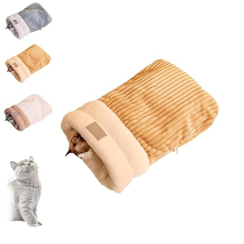 JIALING Cat Winter Sleeping Bag-Cat Sleeping Bag for Indoor Cats, Cat Sleeping Bag, Cat Bed Cave 360° Wrap Comfortable Pet Snuggle Sack for Small Dogs (Brown,M) von JIALING