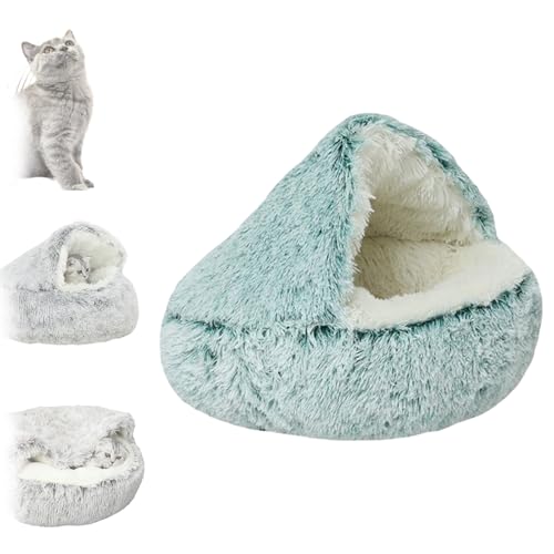 JIALING Lapcatz Nest Bed, Lap Cats Nest Bed, Cat Beds for Indoor Cats, Lapcatz Bed, Plush Hooded Cat Beds for Indoor Cats, Winter Cozy Pet Bed (Green,19.7 in) von JIALING