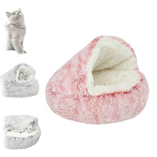 JIALING Lapcatz Nest Bed, Lap Cats Nest Bed, Cat Beds for Indoor Cats, Lapcatz Bed, Plush Hooded Cat Beds for Indoor Cats, Winter Cozy Pet Bed (Pink,15.8 in) von JIALING