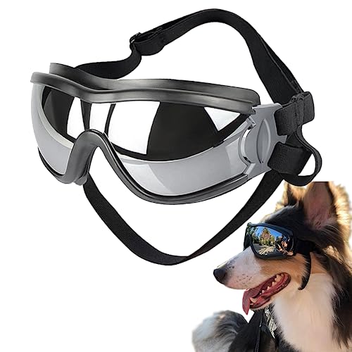 JIAMIAN Haustier-Sonnenbrille, Hundebrille, wasserdicht, Winddicht, UV-Schutz, Anti-Beschlag-Brille mit verstellbarem Riemen für mittelgroße und große Hunde von JIAMIAN